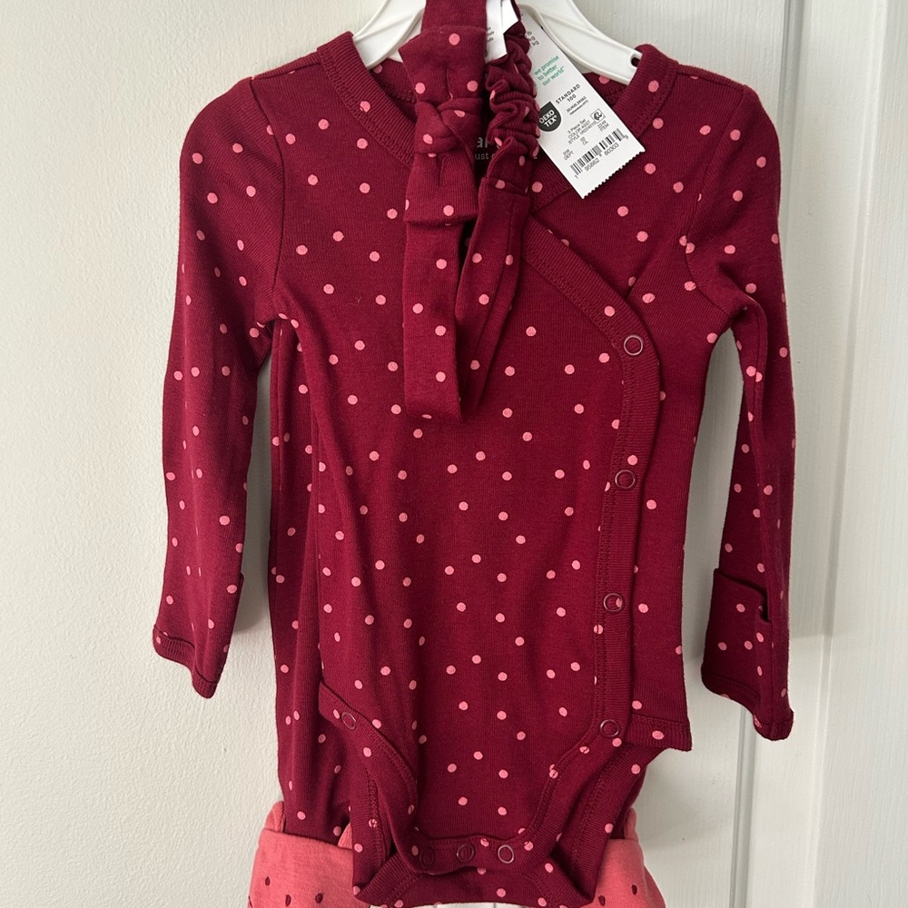 Red Polka Dot Baby Outfit with Headband